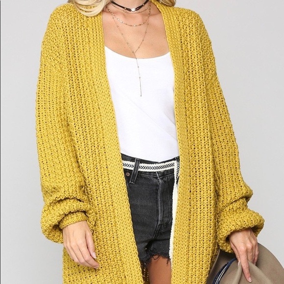 Sale! QUALITY CABLE KNIT OVERSIZE CARDIGAN GOLDEN HONEY - Picture 8 of 10
